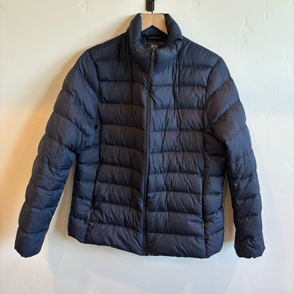 Uniqlo Ultra Light Down Puffer Coat Size XL Navy Womens